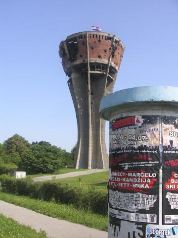 blasted water tower at Vukova